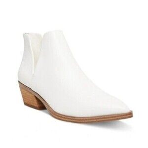 Madden Girl Womens 9 M White Faux Leather Zip Up Ankle Booties NIB XI4